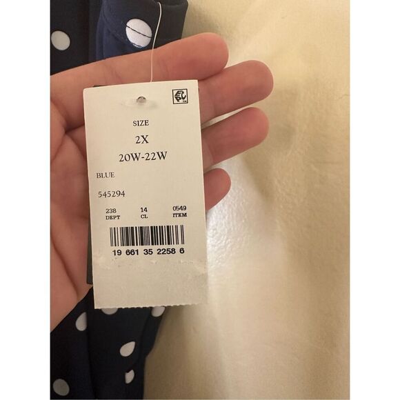 Lands End Blue and White Polka Dot Adjustable Tankini Top Size 2X New - Picture 5 of 6